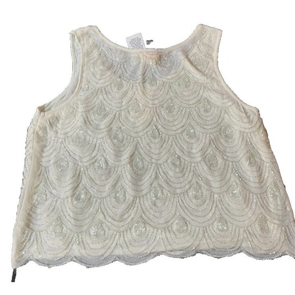 NEW Lucy & Laurel Beaded net mermaid tank Top blouse S PARTY FESTIVAL DAINTY - Picture 12 of 16
